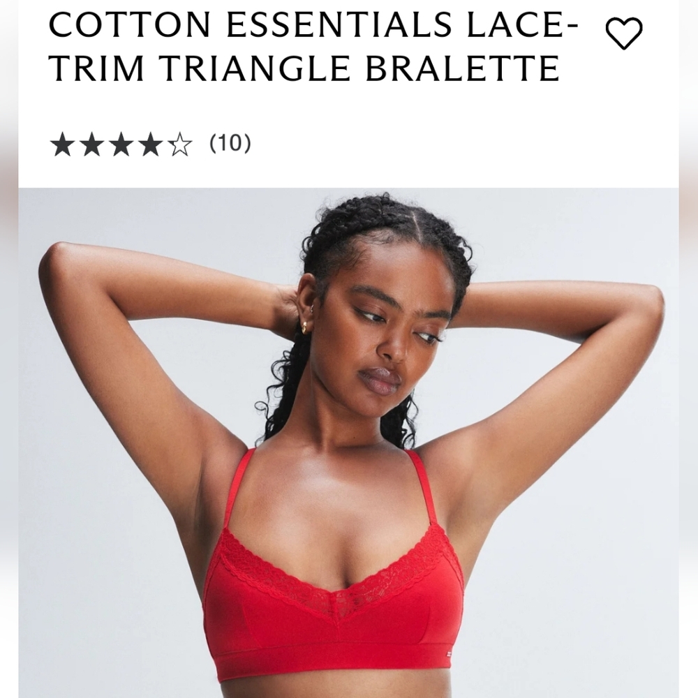 NWT SAVAGE X FENTY COTTON ESSENTIALS LACE-TRIM TRIANGLE BRALETTE sz Large